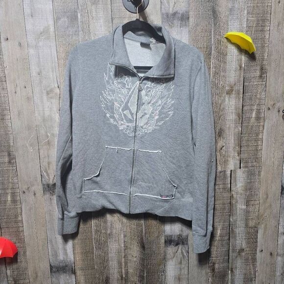 Volcom Vintage Y2K Grey Embroidered Full Zip Sweatshirt Jacket - Picture 1 of 5